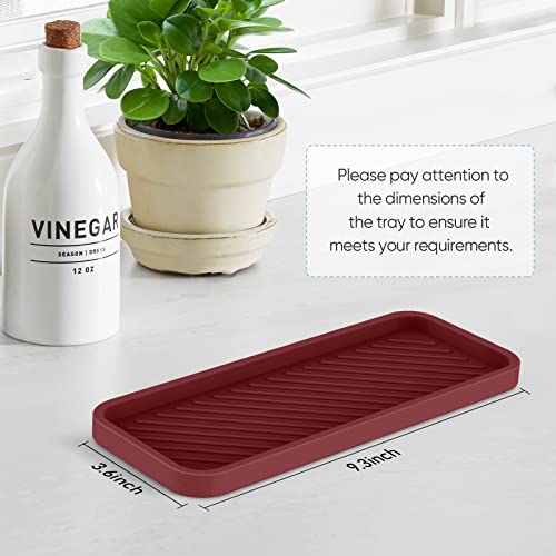 EG-SIPRO Kitchen Sink Organizer Tray,Sponge Holder for Kitchen Sink Bathroom Counter Tray Sponge Caddy Silicone Soap Holder for Soap dispenser, Bottle, Dishwashing Accessories(2-pack) - color: Ruru, size: 9×3.7inch