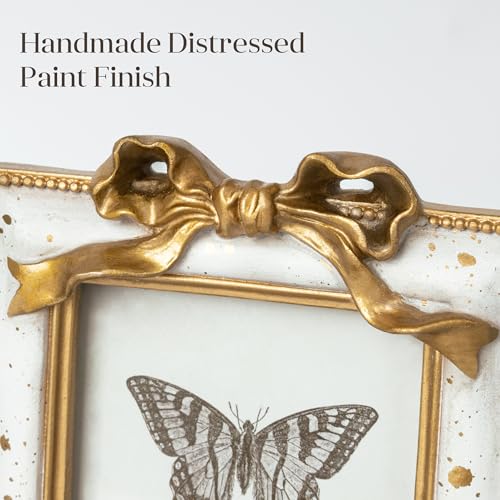 AELS Decorative Wall Hooks with 3"x3" Bow Vintage Picture Frame, Vintage Photo Holder with Golden Hook for Coats, Purses, Towels and Keys, Ideal for Entryway, Bedroom or Wedding Decor, Gift Ideas - color: 3X3