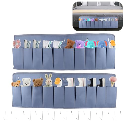 Oxford Fabric Bedside Hanging Storage Organizer, RV Shoe Storages Pockets for Bedside, Heavy Hanging Bedsides Storage Organizer with Sturdy Hooks Storages Pockets Hangs on Bed for Shoes, Tool (2)