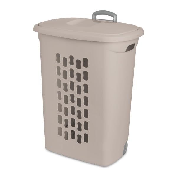 Sterilite 3-Pack Ultra Wheeled Hamper, Plastic Rolling Laundry Basket, Gray Pumice - Portable Clothes Carrier with Flip-Top Lid and Retractable Handle for Home, Apartment, and Dorm - color: Gray Pumice