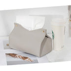 1PCS PU Leather Tissue Box Cover, Rectangle Facial Paper Organizer Dispenser, Modern Tissue Case Holder for Vanity Countertop Nightstands Living Room Office Desk Car (Gray) - color: Gray