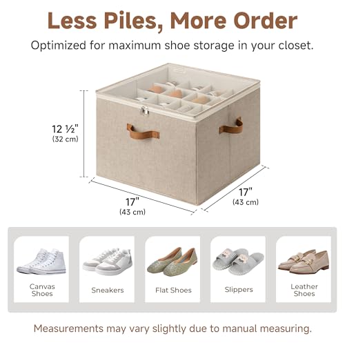 StorageWorks 2 Pack Shoe Organizer for Closet, Foldable Shoe Storage Box with Adjustable Dividers, Shoe Boxes Organizer for Entryway, Closet Shoes Organizer for Sandals, Sneakers, Fits 32 Pairs, Taupe - color: Taupe, size: Medium-2 Pack