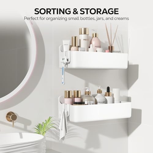 Nieifi Adhesive Wall Shelf, Shower Shelves, Shower Organizer for Bathroom Organization (White, 2 pieces) - color: White, size: 2 pieces