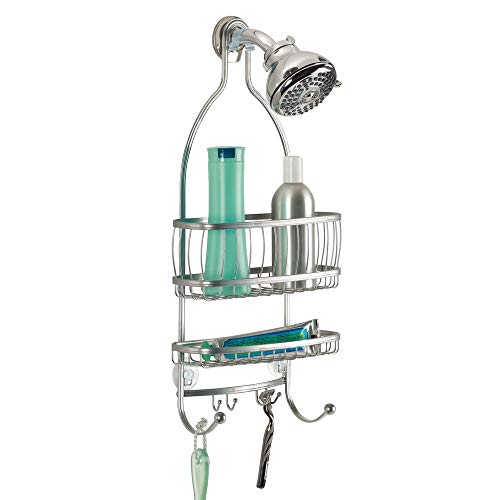 iDesign Metal Extra-Wide Hanging Shower Caddy, The York Collection – 10" x 4" x 22", Silver - color: Silver