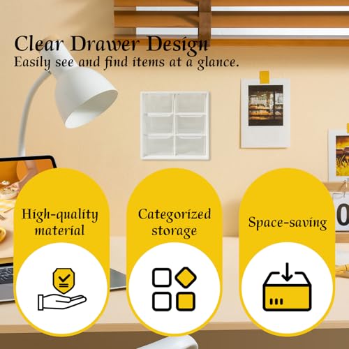 Small Drawer Organizer for Desk, 4.7" x 4.7" x 3.8" Small Desktop Organizer with 6 Drawers, Plastic Storage Box for Office, Classroom, Craft and Home Organization - color: White