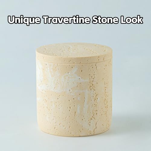 Bathroom Accessories Set, Travertine Stone-Look, 6 PCS Bathroom Accessory Set with Soap Dispenser, Toothbrush Holder, Tumbler, Vanity Tray, Cotton Swab Jars for Countertop (Yellow) - color: Yellow
