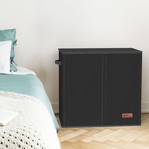 Simple Houseware Double Laundry Hamper with Lid and Removable Bags, Black - color: Black
