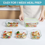 Vtopmart 8 Pack Glass Food Storage Containers with Lids (Grass Green) - color: Grass Green