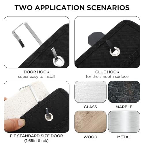 Dansydaisy 2 Pack 18 Pocket Wall Hanging Shoe Rack for Closet RV Shoe Storage with 8 Hooks over the Door Shoes Holder Organizer for Bathroom, RV, Pantry, Camping(Black) - color: Black