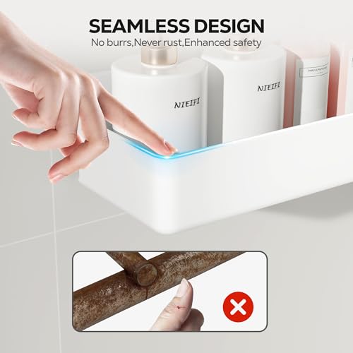 Nieifi Adhesive Wall Shelf, Shower Shelves, Shower Organizer for Bathroom Organization (White, 2 pieces) - color: White, size: 2 pieces