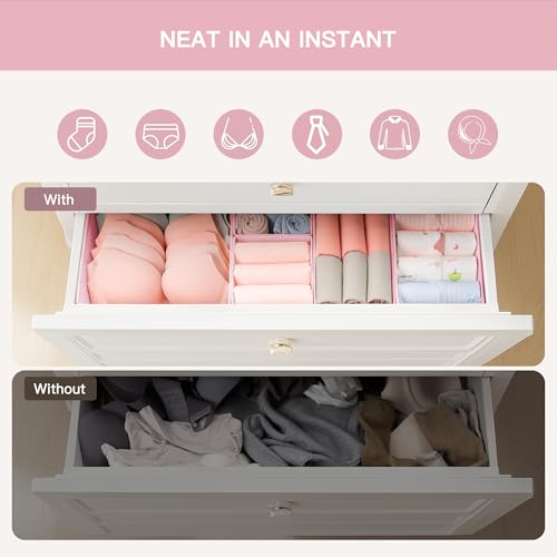 Criusia Drawer Organizer Clothes, 10 Pack Dresser Organizer for Baby Clothes, Underwear, Sock- Foldable Closet Organization and Storage Dividers Bins for Nursery, Bedroom (Pink) - color: Pink, size: 10PACK