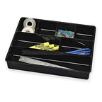 Rubbermaid Extra Deep Desk Drawer Director Tray, Plastic, 11.875 x 15 x 2.5 Inches, Black (Pack of 2) - size: 7 Section (Pack of 2)
