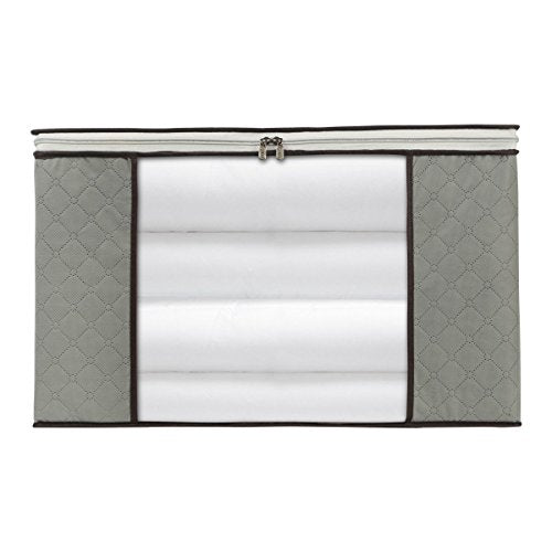 2 Pack Foldable Large Storage Bags 24 x 16 x 14 (L x W x H) inch for Comforter Quilt Blanket Clothes with Clear Window & Handles - Easy to Fit King Size Comforter Set - Closet Under Bed Organizer - size: Large (Horizontal), style: Set of 2