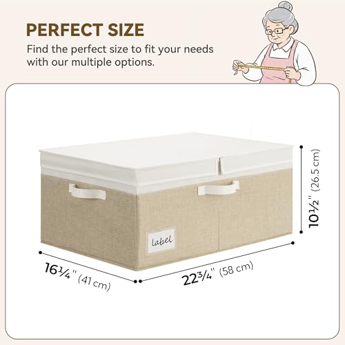 GRANNY SAYS Decorative Storage Boxes with Lid, Large Storage Bins with Double-Open Lid, Storage Basket for Clothes, 63L Closet Linen Storage Bin, White/Khaki, 2-Pack - color: White/Khaki, size: Extra Large - 2 Pack