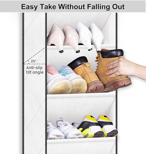 SLEEPING LAMB Over The Door Shoe Organizer for Closet, Kids Sneaker Storage for Hanging Shoe Rack for Door with Large Deep Pockets for Toddler, Girl, Baby Room Decor, White - color: White, size: 64.5''