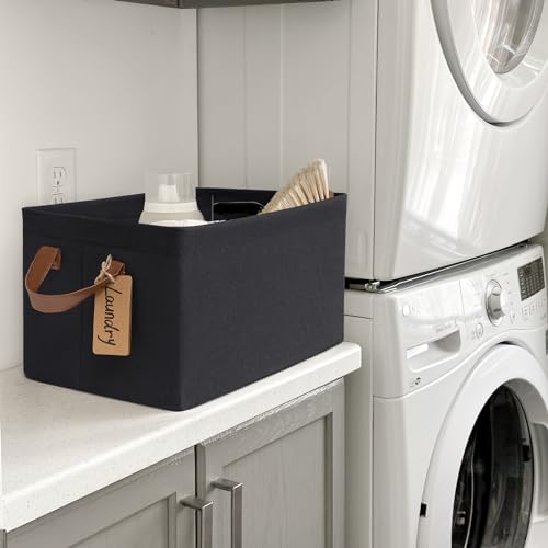 CHICVITA Large Storage Bins for Clothes and Toys, Black Fabric Bin for Living Room, 16 " L x 11" W x 9 " H, 2-Pack - color: Black, size: 16 ¾" L x 11" W x 9 ¾" H