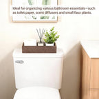 Mkono Bathroom Basket Wood Toilet Paper Storage Basket with Handle for Organizing, Farmhouse Tank Topper Tray, Rustic Home Decor for Shelf, Countertop, Bedroom, Livingroom, Kitchen, Brown