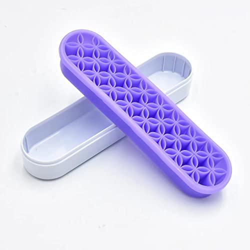 2 PCS Multi-Purpose Cosmetic Storage Box, Desktop Organizers Silicone Make Up Brush Storage Stand, Desktop Storage Box for Eyeliner Pencil, Art Supplies, Painting Brush (Purple) - color: Purple
