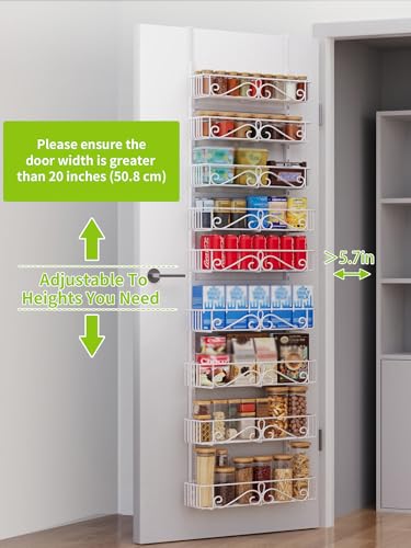 Over the Door Pantry Organizer, 9-Tier Pantry Organization and Storage for Kitchen, Metal Hanging Spice Rack Shelves Door for Home & Kitchen, Laundry Room Bathroom, White - color: WhiteS, size: 9-Tier