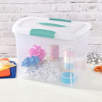 Sterilite Large Nesting ShowOffs, Stackable Small Storage Bin with Latching Lid and Handle, Plastic Container to Organize Office Files, Clear, 6-Pack - size: Large, style: 6 Pack