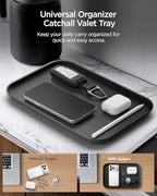 Spigen Modern Valet Tray Premium PU Storage Stylish Organizer Designed for Entryway Bedside Nightstand Desk for Key, Wallet, Watch, Phone, Jewelry, and Everyday Carry Accessories - Black (Catchall) - size: Catchall