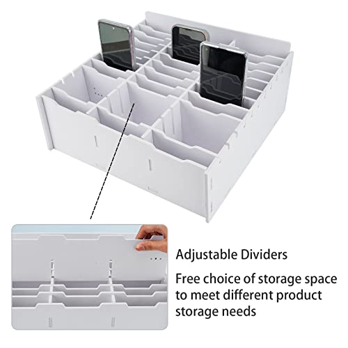 SANFURNEY 36 Slots Cell Phone Storage Box for Classroom Calculator Holder Class Cell Phone Organizer White - color: style-A-36-white