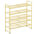 Shoe Rack, 5 Tier Sturdy Stackable Closet Shoe Organizer with Metal Mesh Shelves, Adjustable, Gold - color: Gold, size: 5 Tier