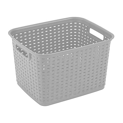Sterilite 6-Pack Tall Weave Basket, Woven Plastic Storage Baskets for Organization, Cement Gray - Organizing Bin Containers with Handles for Bedroom, Bathroom, Dorm, Laundry Room, and Closet - size: 6 Pack