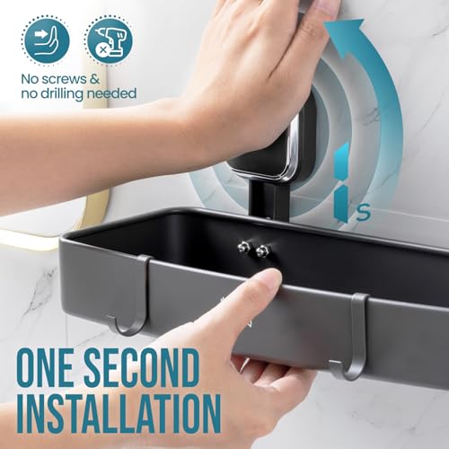 TAILI Shower Caddy Suction Cup, Heavy Duty Shower Organizer for Bathroom, Removable Shelves for Inside Shower, Wall Mounted Aluminum Storage for Bathroom Holder, Dark Gray - style: 1 × Dark Grey