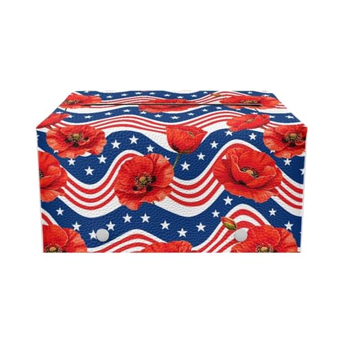 America 250 Pu Leather Tissue Box Cover, Modern Rectangular Tissue Box Tissues Organizer Living Room Bedroom Vanity Countertop Home Decor Items - color: America 250 2