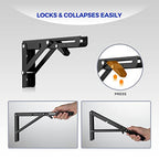 Ravinte 2 Pack 12 Inch Folding Shelf Brackets – Matte Black, Heavy Duty Collapsible Brackets for Tables and Benches – Space-Saving Design - size: 12 Inch