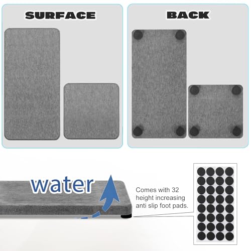 4PCS Water Absorbing Stone Tray for Sink, Fast Drying Stone Sink Tray, Water Absorbent Diatomite Trays, Diatomaceous Coaster, Stones Drying Trays for Bathroom Sinks and Kitchen Counter - color: Gray