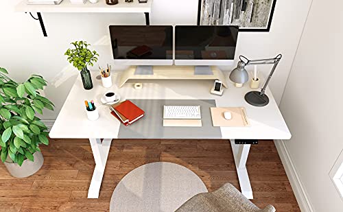 Homall Height Adjustable Electric Standing Desk, 55 x 28 Inches Stand Up Desk, Sit Stand Home Office Desk Computer Workstation with T-Shaped Metal Bracket (White) - color: White, size: 56 Inch
