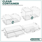 Sorbus Acrylic Storage Containers - 5 Pack, Stackable Storage Bins Set for Bathroom Organization - Clear Acrylic Drawer Organizers - Makeup Case Pull-Out Drawers (7.6’’ and 4.4’’ Tall and 12.1’’ Wide) - size: 5 Pack, Complete Set