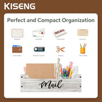 White Wooden Mail Organizer Countertop (Brown + White) - color: Brown + White
