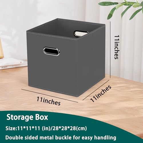Black Foldable Storage Cubes Bins, Fabric Storage Box Cubes Organizer Baskets with Dual Handles for Home Organizer,Set of 3,(Gray) - color: Grey, size: 3 Pack