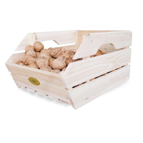 Wood Potato Onion Storage Bins - Wooden Stackable Produce Basket - Fruit Vegetable Storage for Kitchen Pantry Organization, Set 3 Pieces - color: Clear