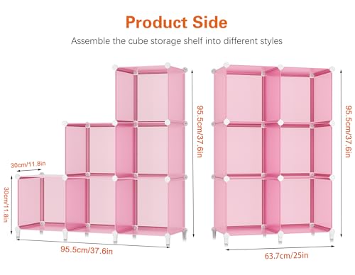HOMIDEC 6-Cube Storage Shelf, Storage Bookcase Bookshelf with Metal Hammer, Storage Cubes Organizer Cabinet for Kids, Closet, Bedroom, Bathroom, (11.8x11.8x11.8 inch), Light Pink - color: Pink, size: 11.8 x 11.8 x 11.8 Inch