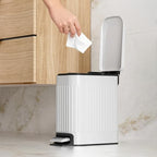TrashAid Slim Bathroom Trash Can with Lid Soft Close, 6 Liter/1.6 Gallon Stainless Steel Small Garbage Can with Removable Inner Bucket, Step Pedal, Slim Wastebasket for Toilet, Office, Bedroom, White - color: White
