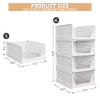 4 Pack Stackable Closet Storage Basket - Stackable Storage Bins, Multifunctional & Foldable Closet Organizer Divided, Wardrobe Cupboard Space-Saving Clothes Storage Hat Organizer, White - size: 4 Pack White
