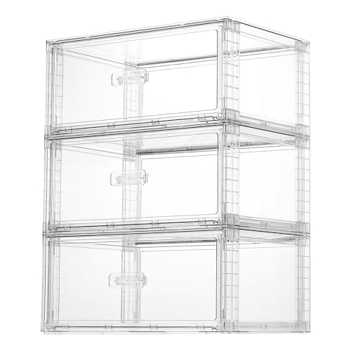 Vtopmart 3 Pack Large Clear Stackable Storage Drawers 27QT, Easily Assemble Plastic Closet Storage Bins, Dust-Proof UnderBed Organizer for Clothing, Sweater Organization - style: 3pk Large