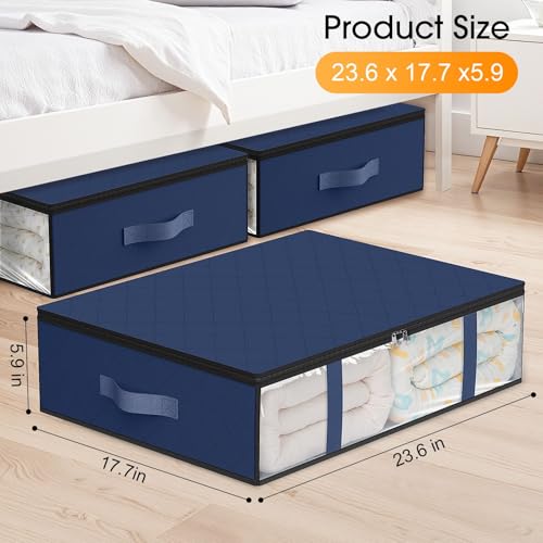 StorageRight Under Bed Storage Bags 2 Pack, 40L Large Clothes & Comforter Storage Containers with Clear Window, Breathable Fabric Organizer for Blankets, Bedding, Seasonal Clothing, Blue - color: Blue, size: 2 Pack