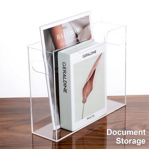 Clear Acrylic Hanging File Organizer Box with Handles, Portable File Folder Organizer for Letter/A4 Size, Desktop Filing Storage Crate for Office & Home - 1 Pack