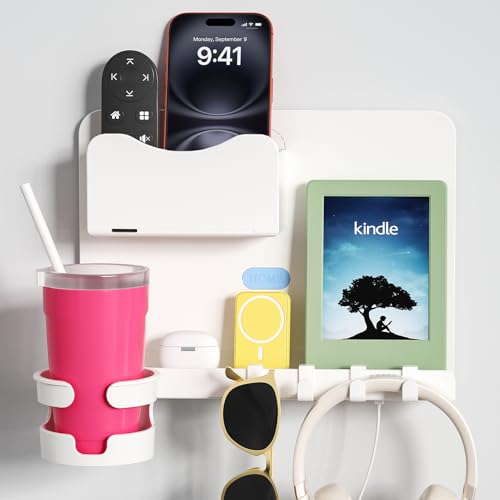 Floating Shelves for Bedside Shelf, Stick On Accessories Organizer, Wall Mount Self, Cute Room Decor Aesthetic, Girls Room Decor, Cool Stuff for Bedroom Storage and Organization - color: White