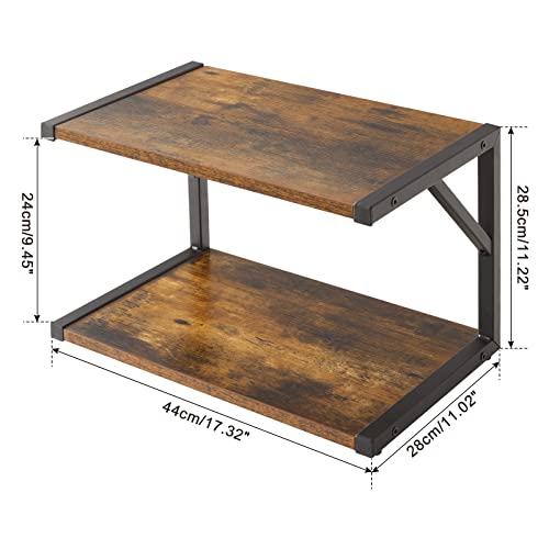 IBUYKE 2-Tier Desktop Printer Stand Holder, Multi-Purpose Desk Organizer Storage Shelf, Book Shelf Printer Shelf for Fax Machine, Scanner, Files, Books, Rustic Brown UTLJ004H - color: Brown, size: no wheels