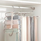 Pants Hangers Space Saving 5 Tier - 2 Pack Closet Organizers and Storage Closet Organizer,Anti-Slip Design,Closet Organizers and Storage for Pants Jeans Skirts Scarf Legging