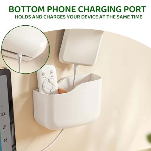 Wall Mount Remote Control Holder, Adhesive Phone Charging Holder, Universal TV Remote Organizer, Controller Storage Organizer Box with Adjustable Divider for Phone,Room, Bedside, Office (L*2) - color: L*2