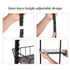 SWOMMOLY Adjustable Wall Mount Spice Rack, 9-Tier Dual-use (Multi-use) Organizer, Black - color: Black, size: 9-Tier
