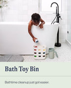 Lalo Bath Time Storage Bin - Keep Items Organized & Dry with Non-Toxic Plastic, Easy Cleanup, Removable Drying Bin, Woven Baby Organizer, Secure Wall Attachment, 9 x 5.5 x 8.5 in - Sage