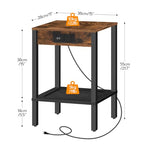 HOOBRO Side Table with Charging Station and Wire Cube Storage Organizer, Set of 2 End Table, 6-Cube Shelves, Modular Shelves with Metal Grid, DIY Closet Cabinet, BF91UBZP201-BF06CW01